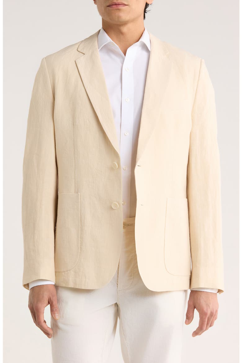 Tailored Fit Solid Linen Blazer, Main, color, CREAM