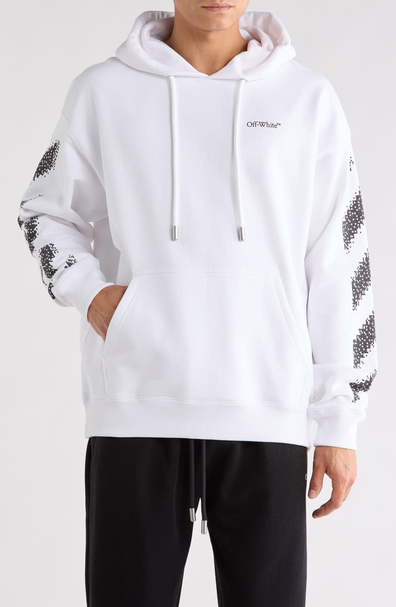 Off-White Pixel Diagonal Skate Hoodie, Main, color, White-Black