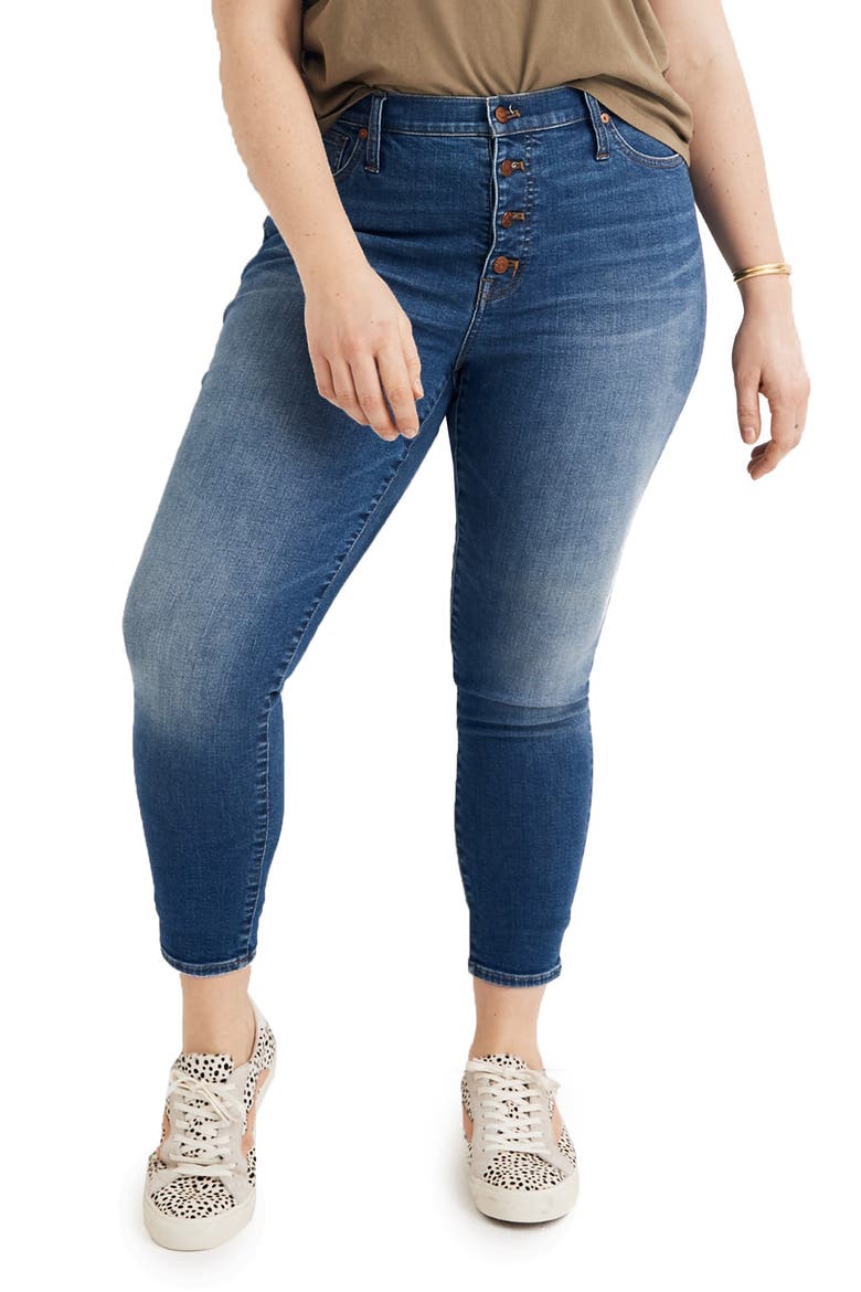 Button Front Crop Skinny Jeans, Alternate, color, DEWEY