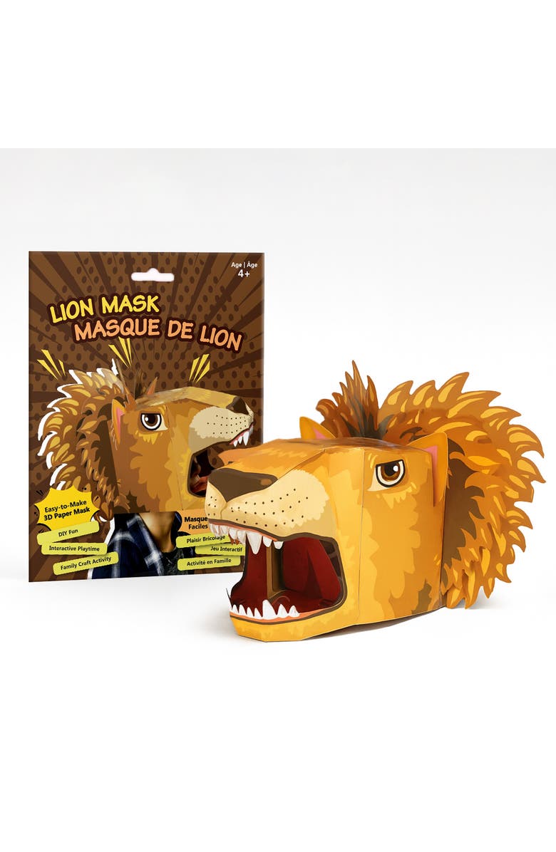 3D Paper Mask 3D Paper Lion Mask Craft for Kids (2 Pack), Fun & Easy Activity for Creative Play, Main, color, Brown