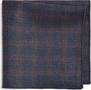 CLIFTON WILSON Navy & Maroon Plaid Wool Pocket Square