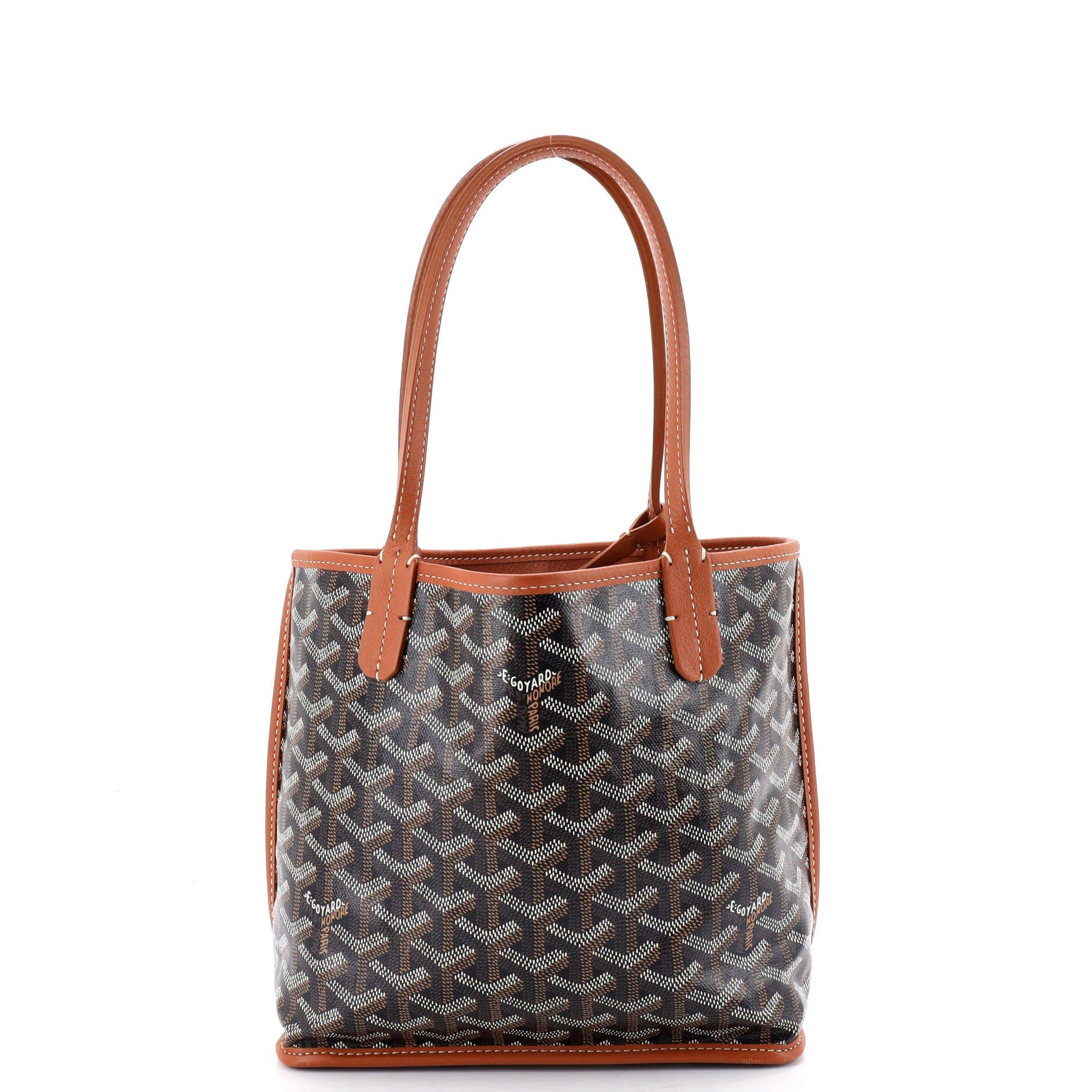 Pre-Owned Goyard Anjou Reversible Tote Coated Canvas Mini, Main, color, Brown