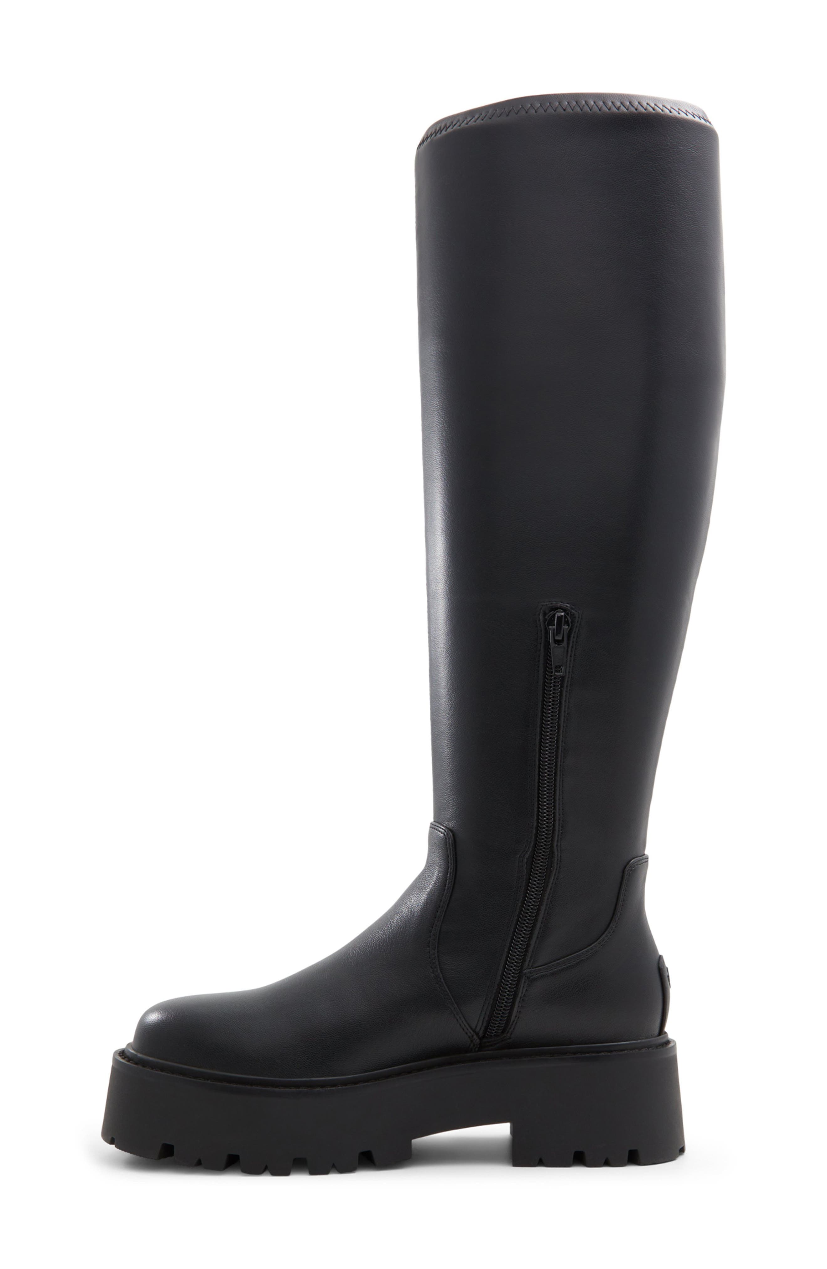 ALDO Carelden Knee High Platform Boot, Alternate, color, Black