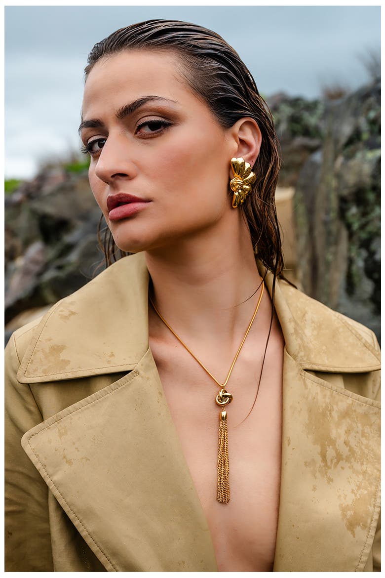 Tassel Knot Pendant Necklace, Alternate, color, 14K GOLD