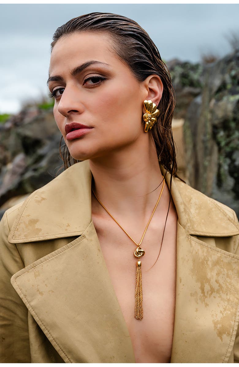 CHRISTINA CARUSO Tassel Knot Pendant Necklace, Alternate, color, 14K Gold