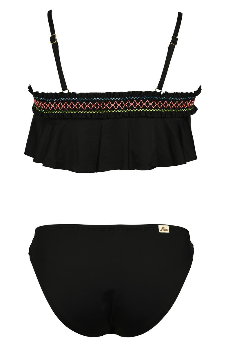 Hobie Kids' Smocked Flounce Two-Piece Swimsuit, Alternate, color, 