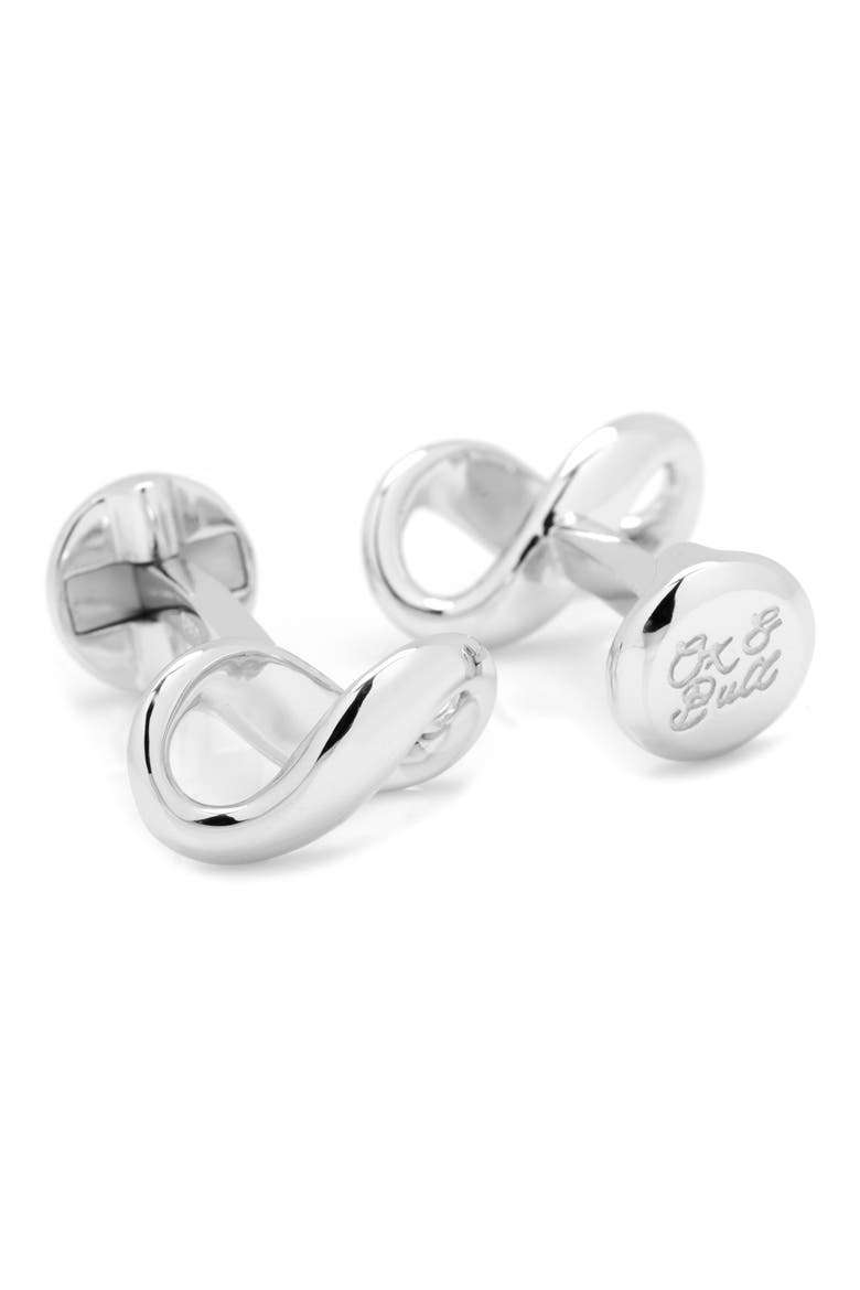 Infinity Symbol Cuff Links, Alternate, color, SILVER