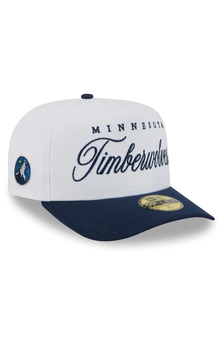 New Era Men's New Era White/Navy Minnesota Timberwolves 2025 NBA Draft A-Frame 59FIFTY Fitted Hat, Main, color, White