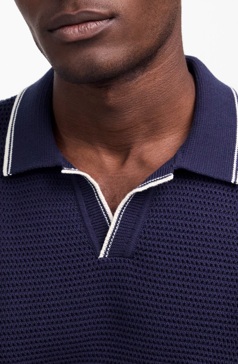 Madewell Contrast Stitch Johnny Collar Sweater Polo, Alternate, color, Ink