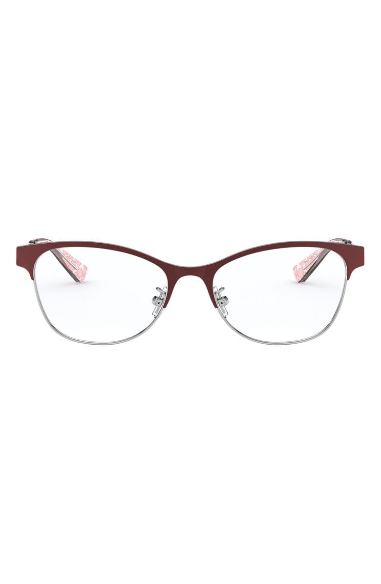 COACH 53mm Cat Eye Optical Glasses, Main, color, Silver