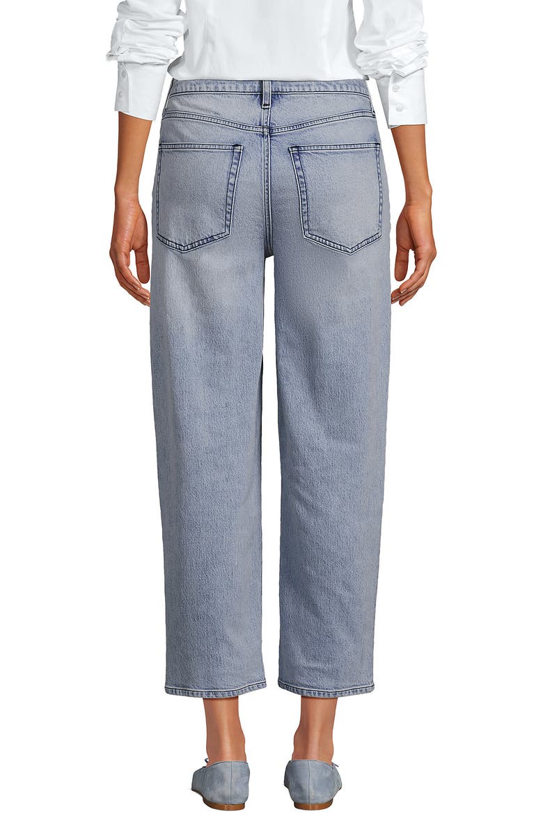 Lands' End Soft Denim Mid Rise Relaxed Straight Crop Jeans, Alternate, color, Harlow Blue Wash