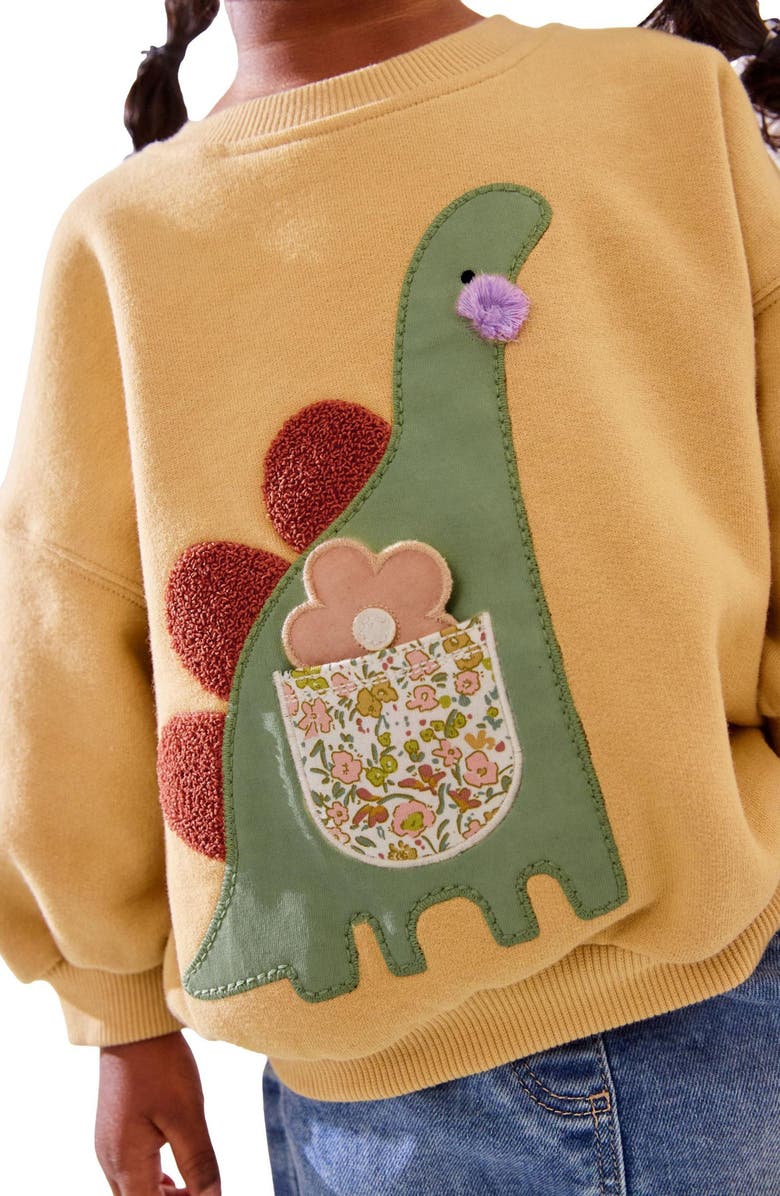 NEXT Kids' Dino Appliqué Fleece Sweatshirt, Alternate, color, 