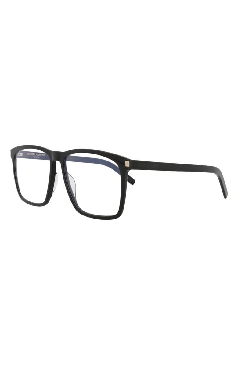 Saint Laurent 58mm Square Optical Frames, Alternate, color, Black Black Transparent