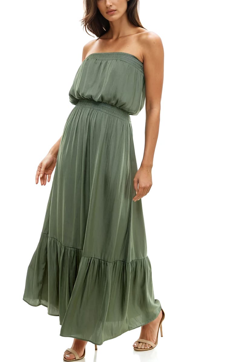 Socialite Strapless Tiered Maxi Dress, Alternate, color, Agave Green