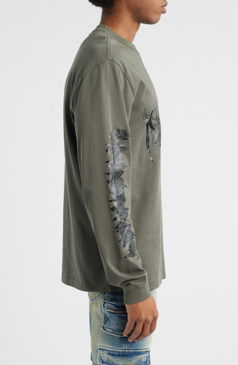 RtA Lawrence Cyber Sigilism Long Sleeve Graphic T-Shirt, Alternate, color, Olive Cyber Sigilism