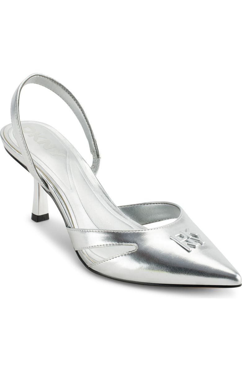 DKNY Glorianna Slingback Pointed Toe Pump, Main, color, Silver