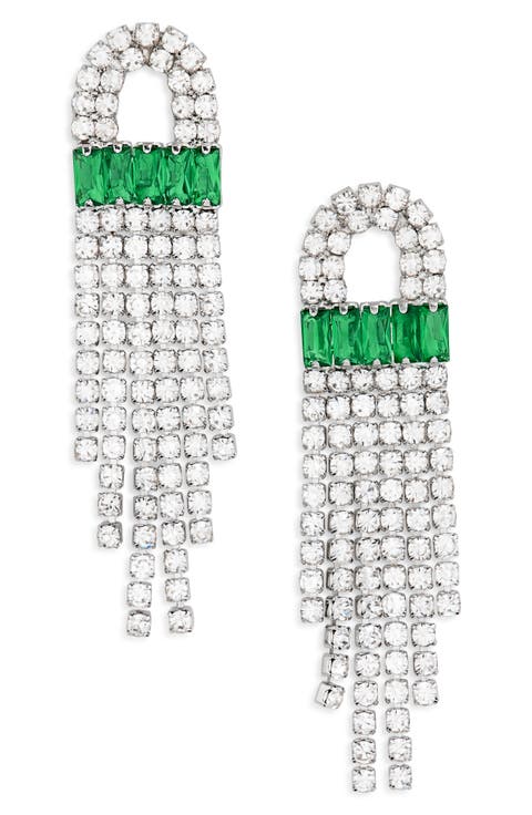 Ached Baguette Crystal Drop Earrings