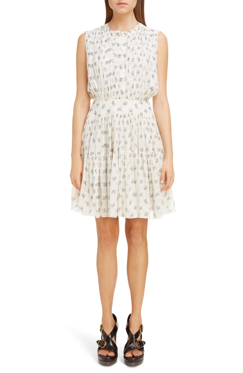 Chloé Gathered Floral Silk Georgette Minidress, Main, color, 