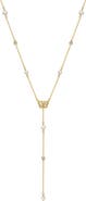 Karma and Luck Pearl Rainbow Moonstone Butterfly Gold Women's Lariat Necklace - Intuition & Grace