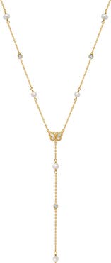 Karma and Luck Pearl Rainbow Moonstone Butterfly Gold Women's Lariat Necklace - Intuition & Grace
