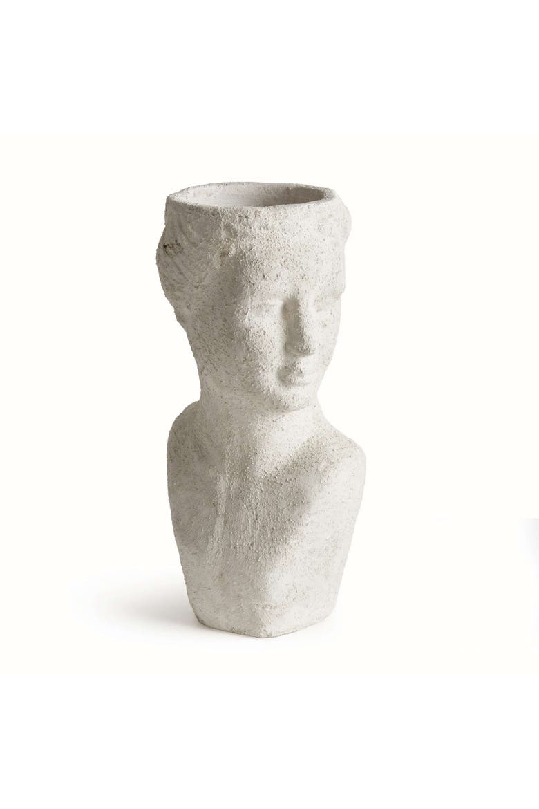 Weathered Garden Female Bust Planter, Main, color, White