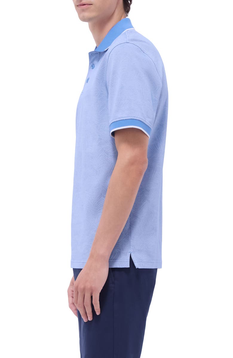 Bugatchi Bird's Eye Leaf Pattern Cotton Polo, Alternate, color, Classic Blue