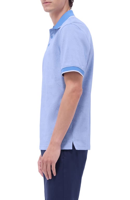Bugatchi Bird's Eye Leaf Pattern Cotton Polo In Classic Blue
