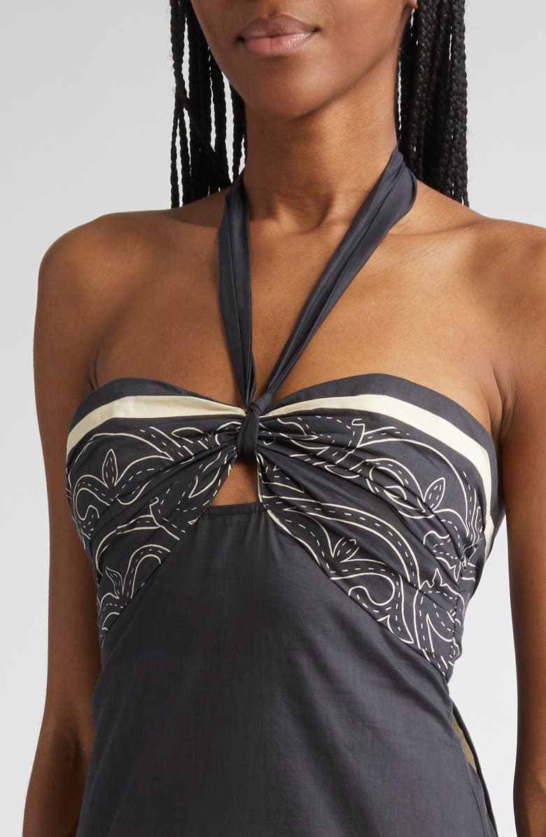 Johanna Ortiz Orilla del Mar Halter Maxi Dress, Alternate, color, Black / Ecru