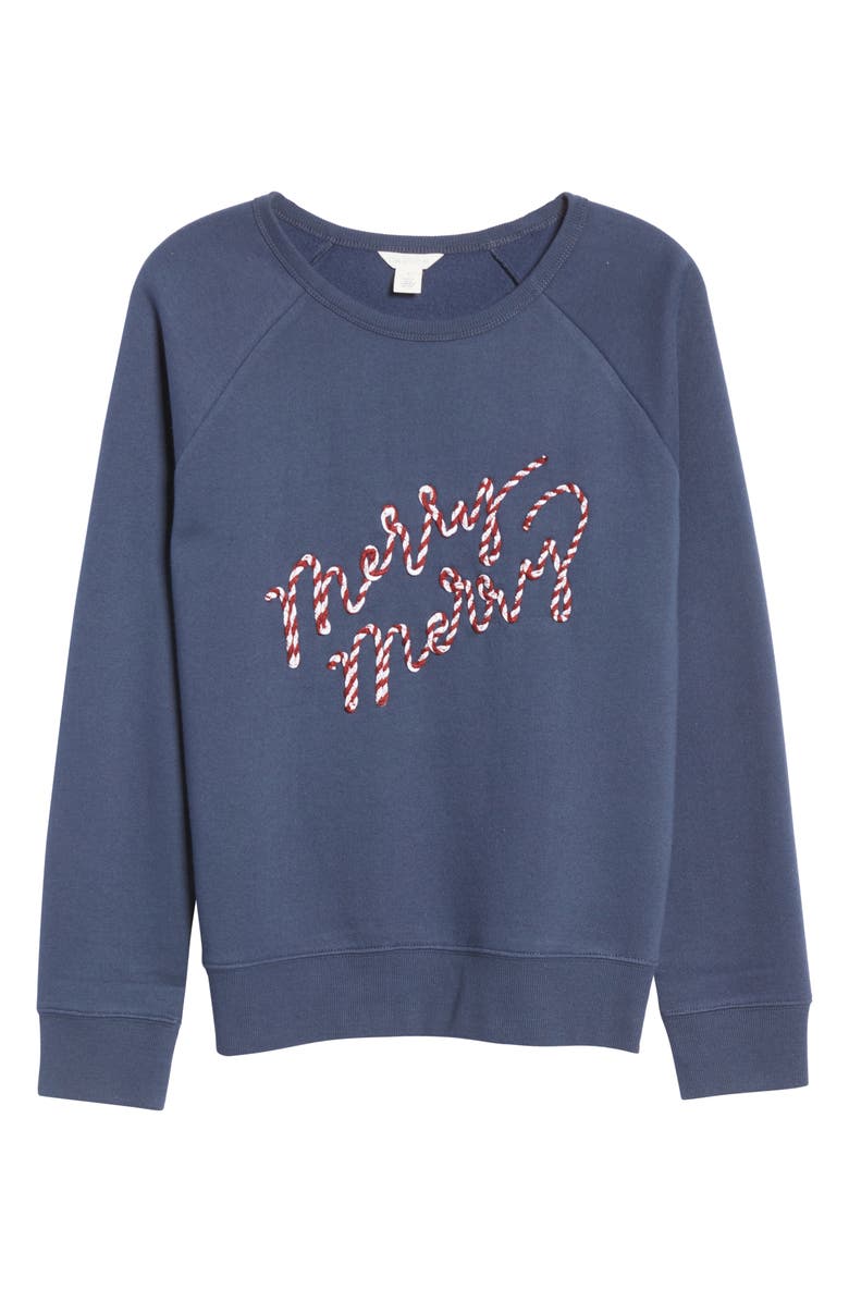 Caslon<sup>®</sup> Merry Merry Embroidered Sweatshirt, Alternate, color, 