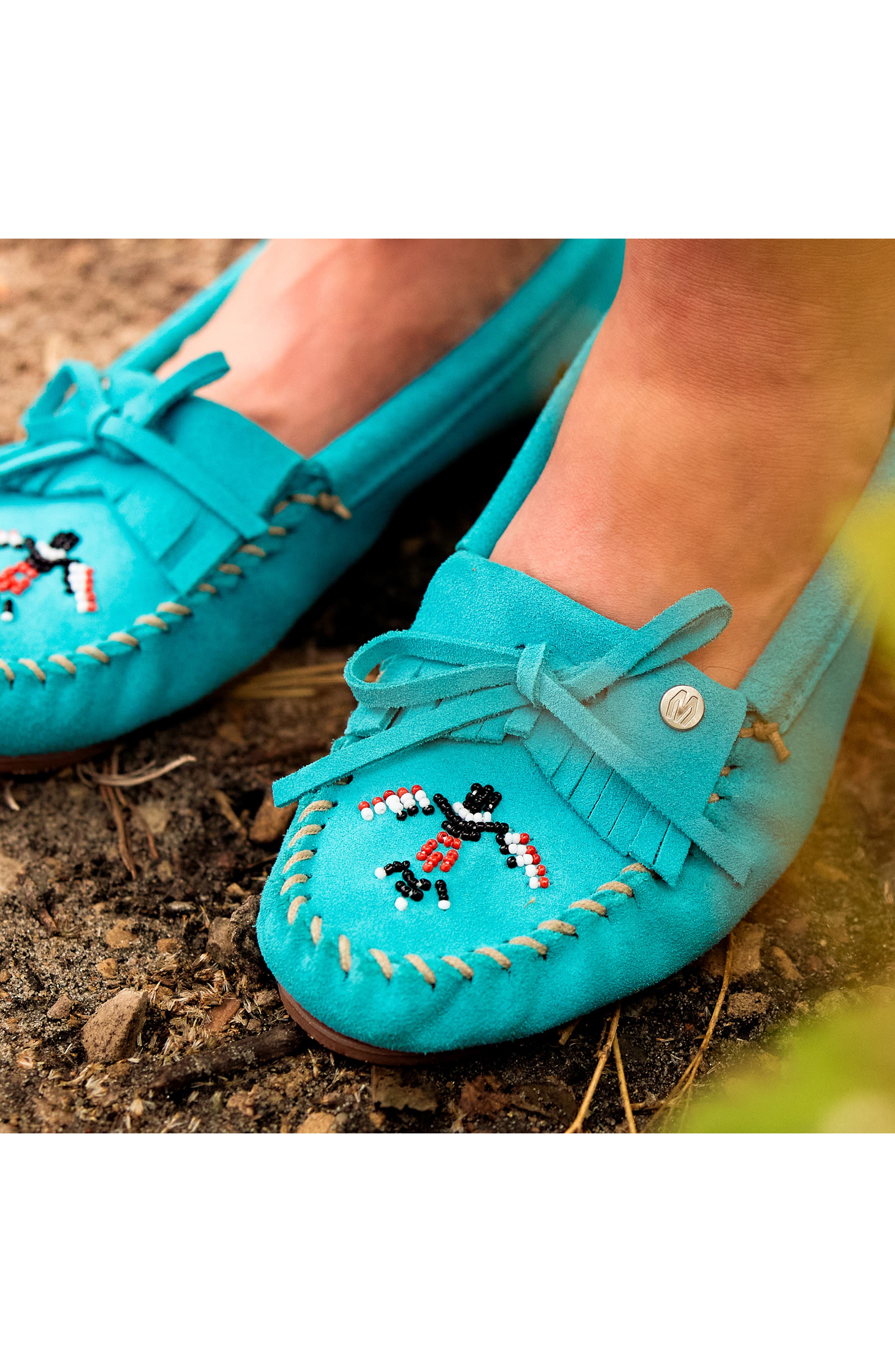 x Lucie Skjefte Thunderbird 'Animikii' Slipper, Alternate, color, TURQUOISE