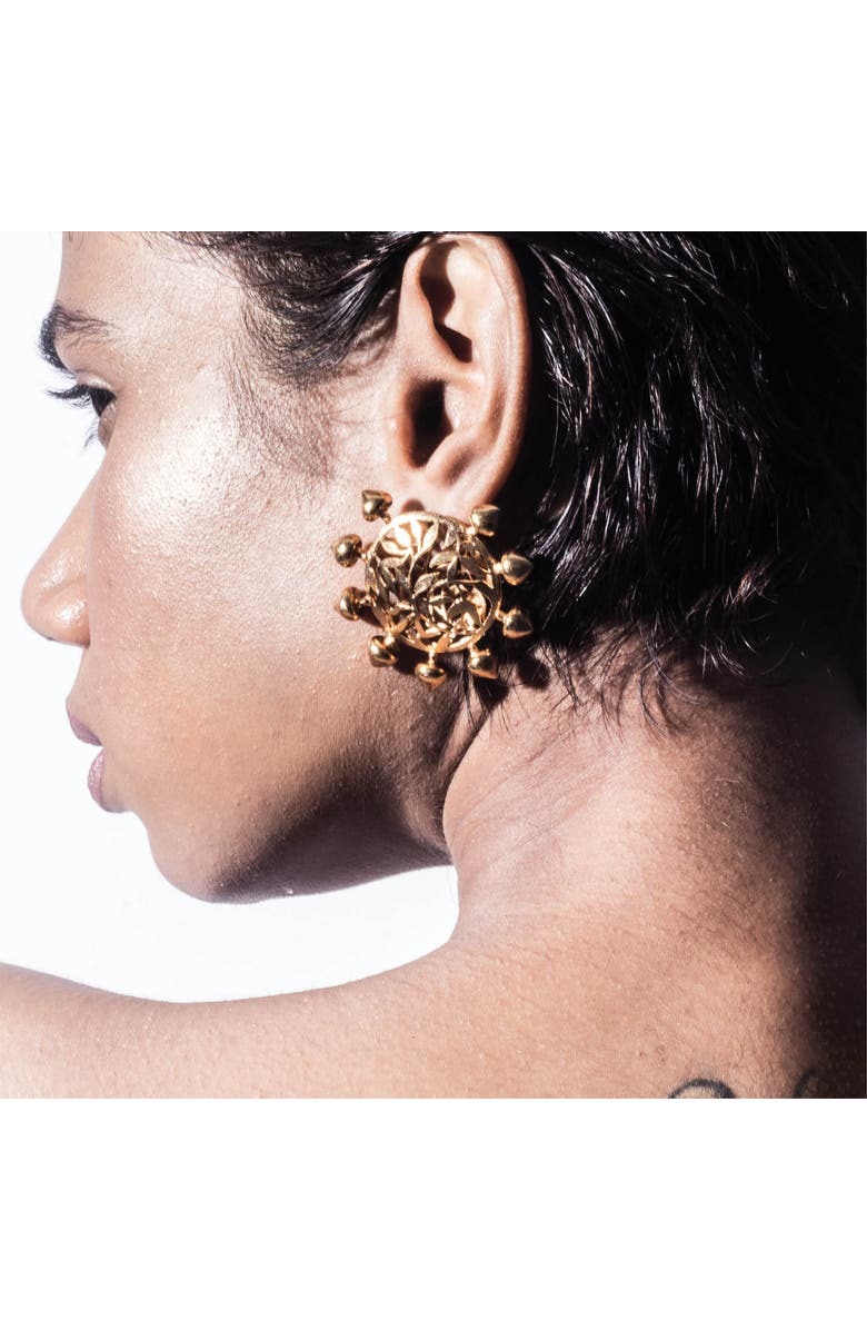 Dhwani Bansal ENAAZ STUDS, Alternate, color, Antique Gold Plated