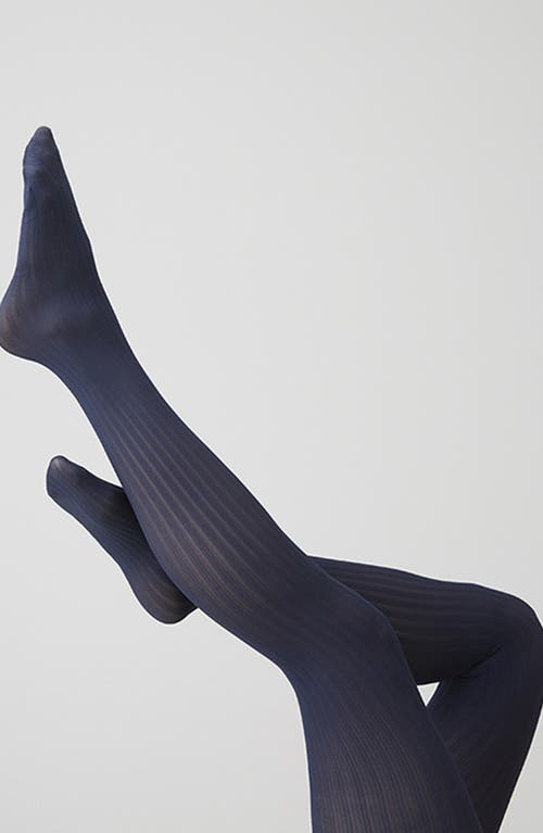 Swedish Stockings Alma Rib Tights In Blue