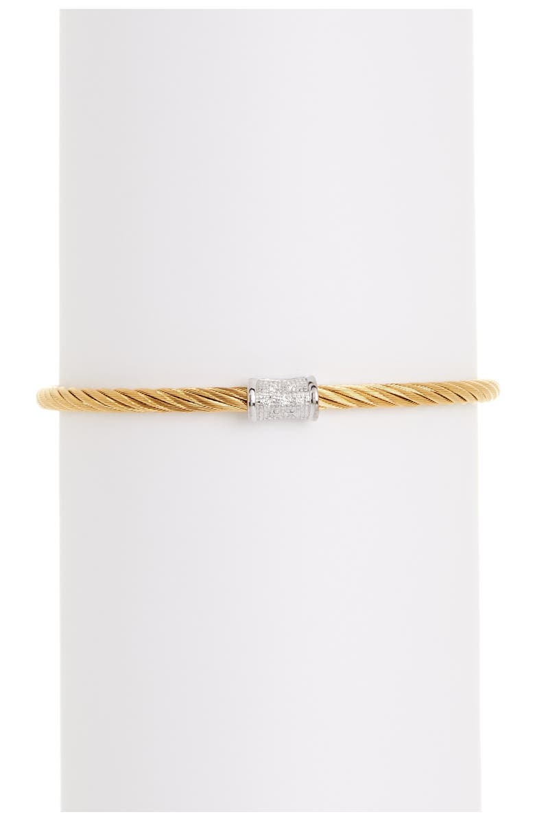 ALOR<sup>®</sup> 18K Gold Stainless Steel Cable Diamond Bracelet - 0.06ct., Main, color, 