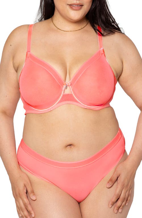 Shop Curvy Couture Full Figure Mesh Underwire Bra In Sunset Glow