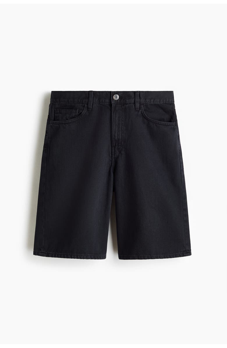 H&M Relaxed Denim Shorts, Main, color, Black