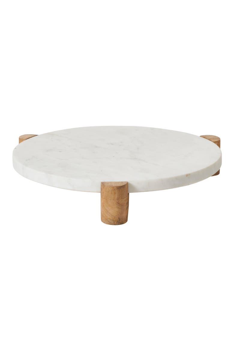 Marble & Wood Tray, Alternate, color, WHITE