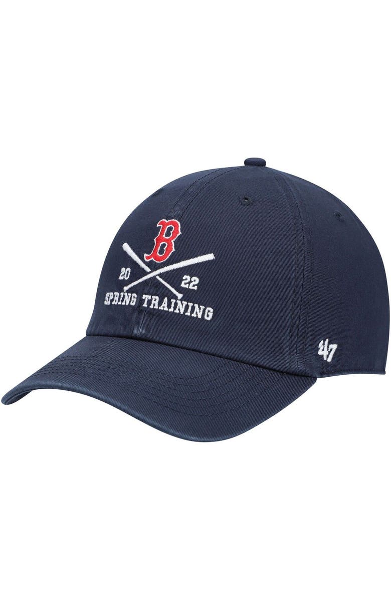 '47 Men's '47 Navy Boston Red Sox 2022 MLB Spring Training Cross Bone Clean Up Adjustable Hat, Main, color, 