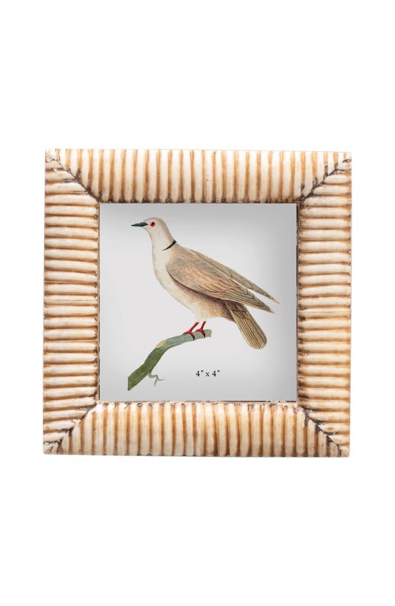 Storied Home Hand-Carved Bone & MDF Photo Frame with Ribbed Pattern, Natural, Main, color, Natural