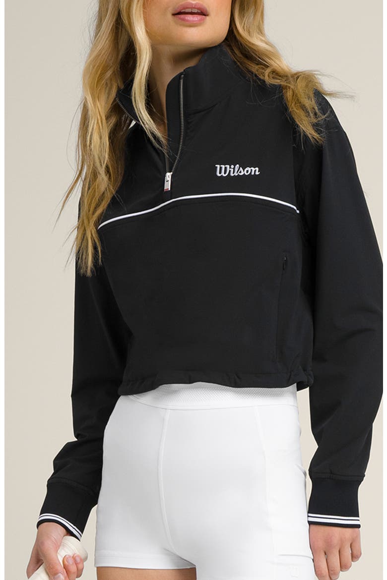 Davenport Woven Popover Quarter Zip Jacket, Main, color, BLACK