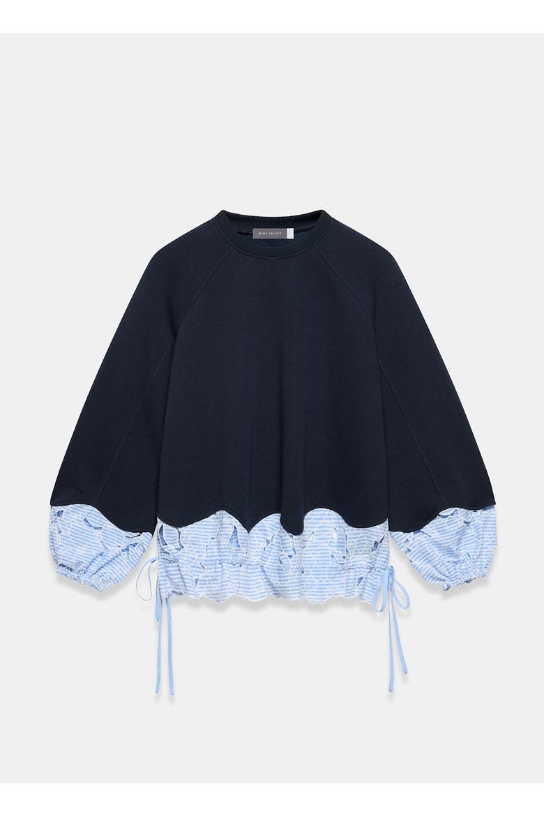 Embroidered Hem Sweatshirt, Alternate, color, Blue