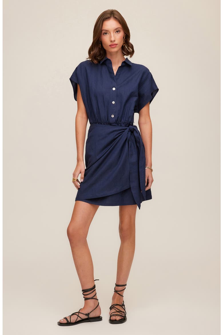 Ryann Linen Blend Shirtdress, Alternate, color, NAVY