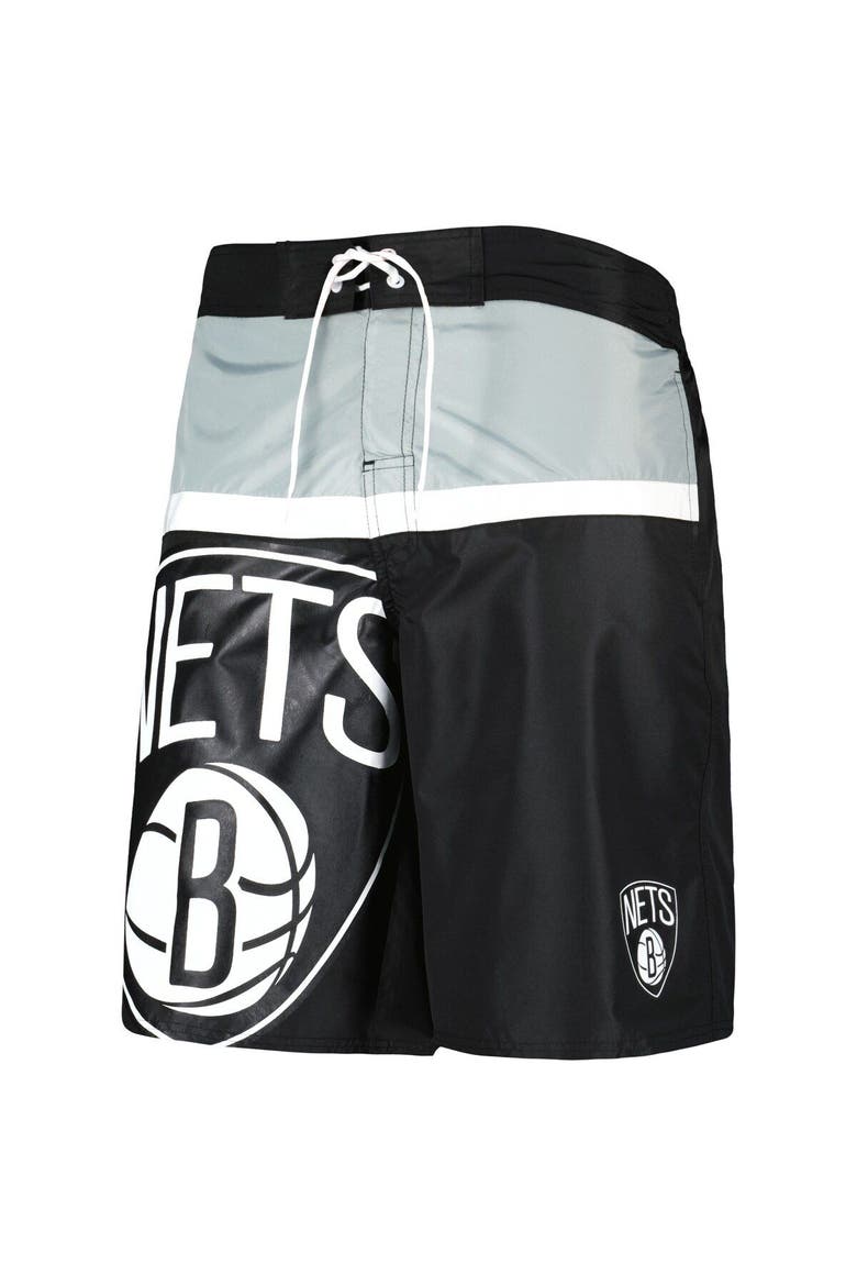 Men's G-III Sports by Carl Banks Black Brooklyn Nets Sea Wind Swim Trunks, Alternate, color, Black