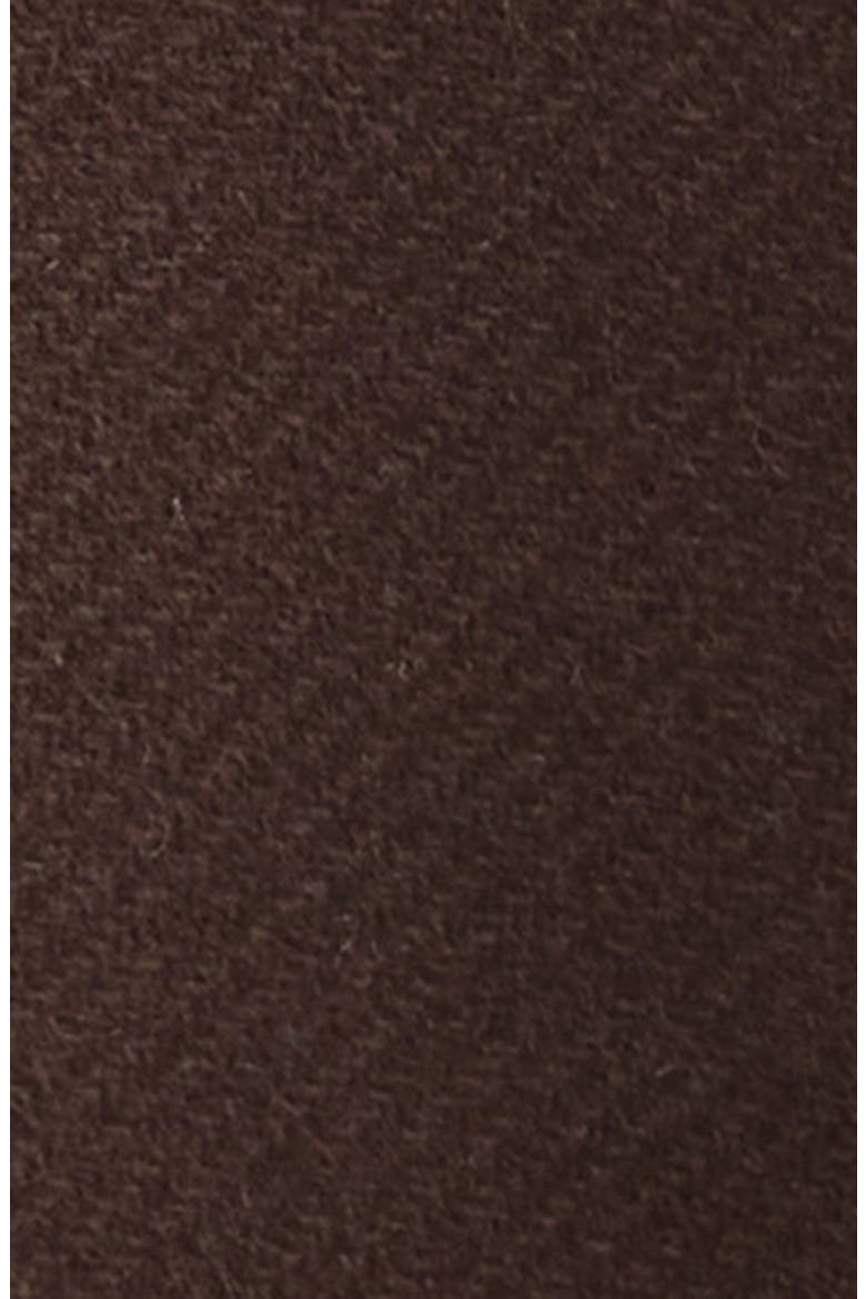 Faux Fur Collar Virgin Wool Blend Coat, Alternate, color, DARK BROWN