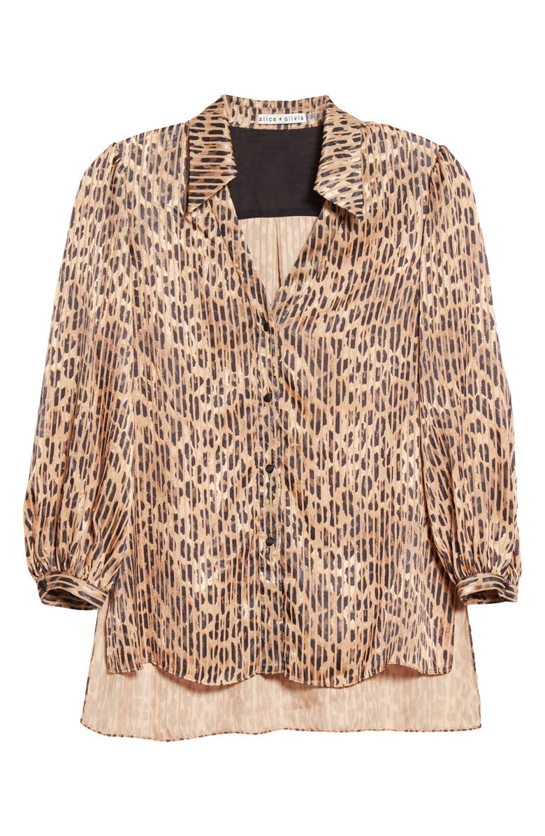 Alice + Olivia Sheila Stripe Leopard Blouse, Alternate, color, 