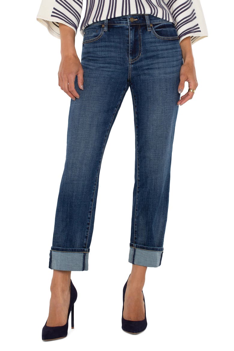 Marley High Waist Cuff Girlfriend Jeans, Alternate, color, RUSHLAND