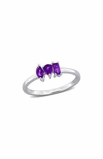 Sterling Silver Multi-Shaped Amethyst Ring