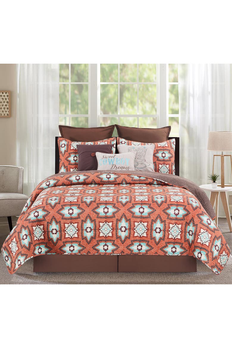 Montana Sky Cotton Quilt Set  - Reversible and Machine Washable, Alternate, color, Orange