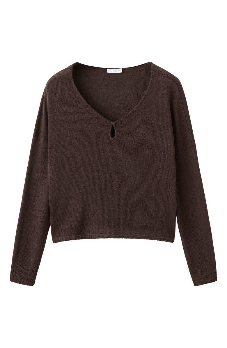 MANGO TEEN Semisheer V-Neck Crop Sweater, Alternate, color, 