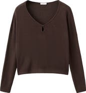 MANGO TEEN Semisheer V-Neck Crop Sweater