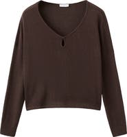 MANGO TEEN Semisheer V-Neck Crop Sweater